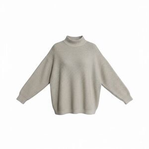 Zara Wool Blend Mock Neck Pullover Sweater Beige Size Large